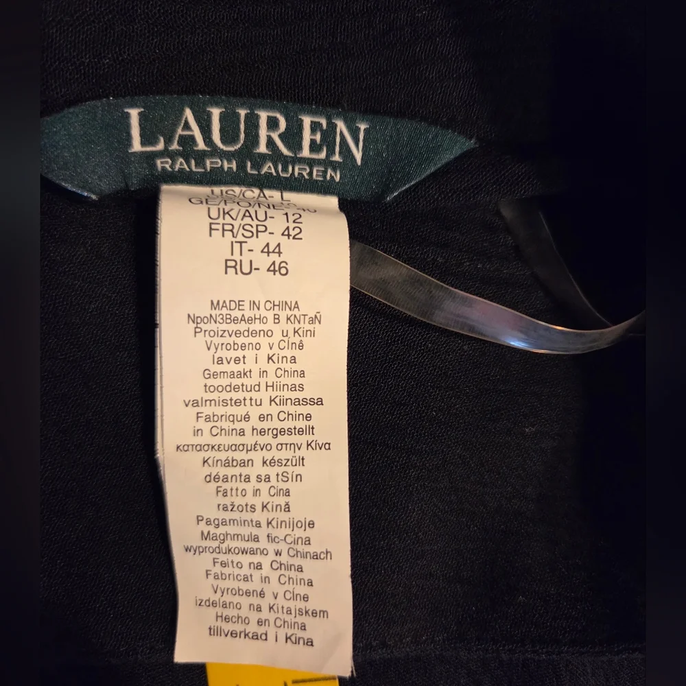 Ralph Lauren Black  Swimware  Dress. Adjustables Side Cords, Size L.